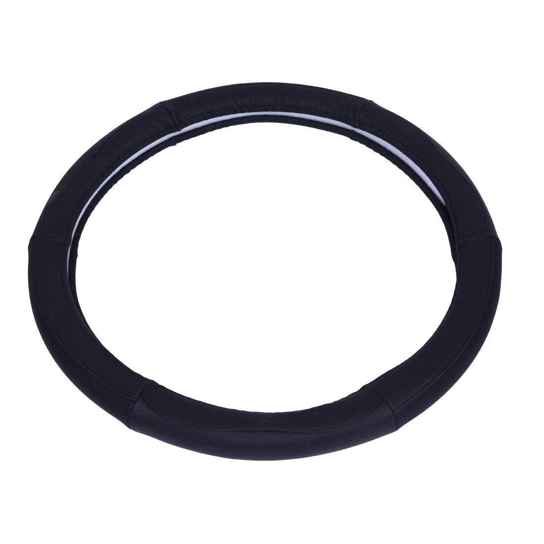 Oshotto SC-005 Leather Car Steering Cover (Black,Medium)