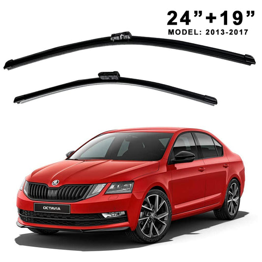 Oshotto Frameless (O.E.M Type) Wiper Blades Compatible with Skoda Octavia 2013-2017 (24" / 19")