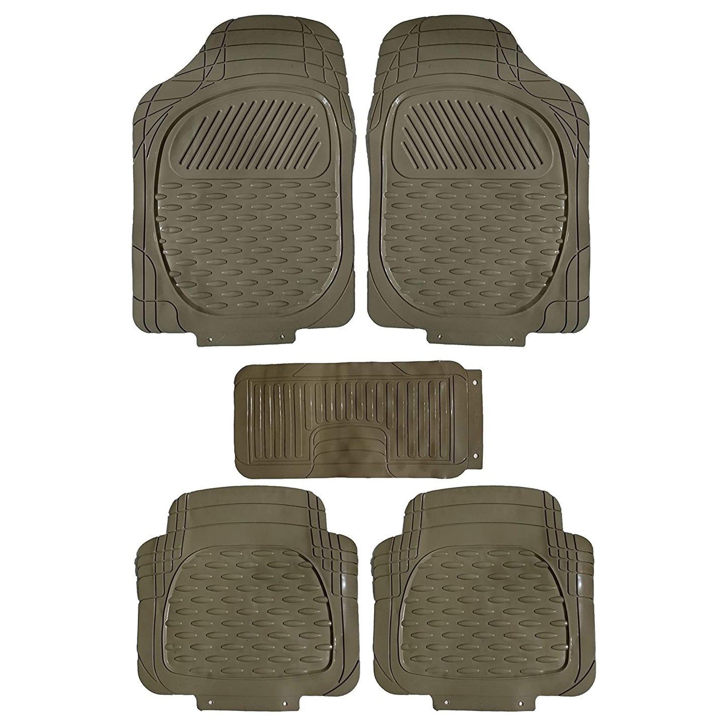 Oshotto (6255) Anti Skid Rubber Car Foot Mat for All Cars (Set of 5, Beige)