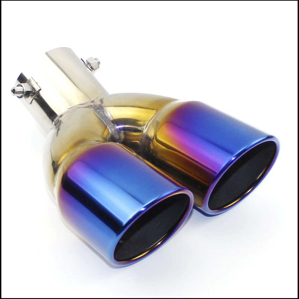 Oshotto Stainless Steel Dual Pipe SS-012 Car Exhaust Muffler Silencer Cover (Multicolor)