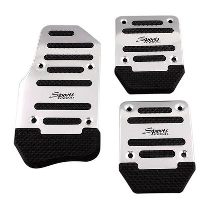 Oshotto 3 Pcs Non-Slip Manual CS-373 Car Pedals Kit Sports Pad Covers Set for All Cars (Silver)