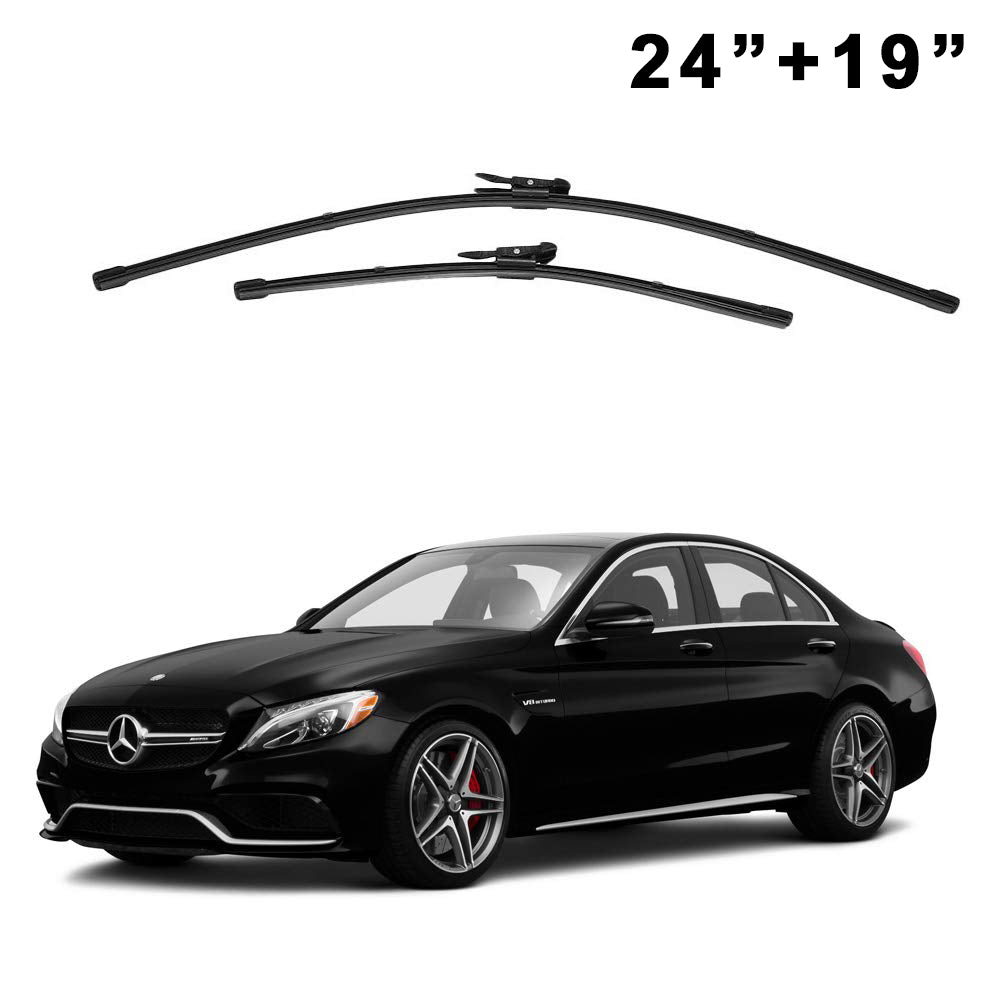 Oshotto Frameless (O.E.M Type) Wiper Blades Compatible with Mercedes Benz C 63 AMG (24" / 19")