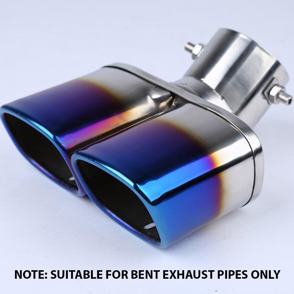 Oshotto Stainless Steel SS-010-BLUE Car Exhaust Dual Pipe Muffler Silencer Cover for All Cars - Multicolor