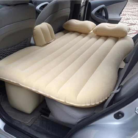 Oshotto Multifunctional Car Travel Inflatable Bed Mattress with Two Air Pillows, Car Air Pump and Repair kit for All Cars (Beige)