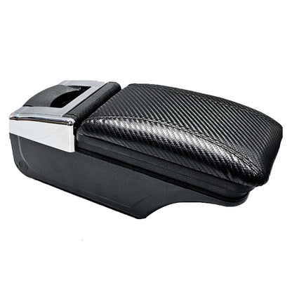 Oshotto PU Leather AR-03 Carbon Fiber Finish Car Armrest Console Box for All Cars (Black)