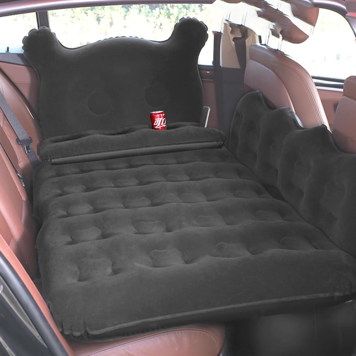 Oshotto Designer Thickend Car Travel Camping Portable Bed Air Mattress with Pillow, Car Air Pump for Cars (Black)