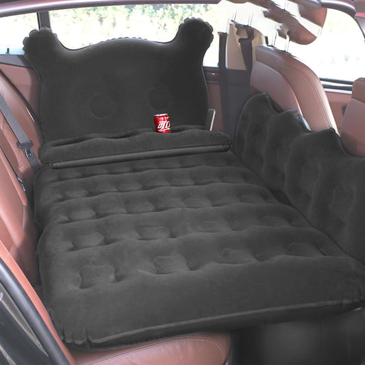 Oshotto Designer Thickend Car Travel Camping Portable Bed Air Mattress with Pillow, Car Air Pump for Cars (Black)