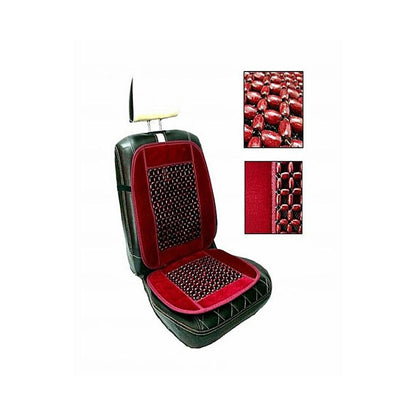 Oshotto Car Wooden Bead Seat Cushion with Velvet Border for All Cars - (Red) - 1 Piece
