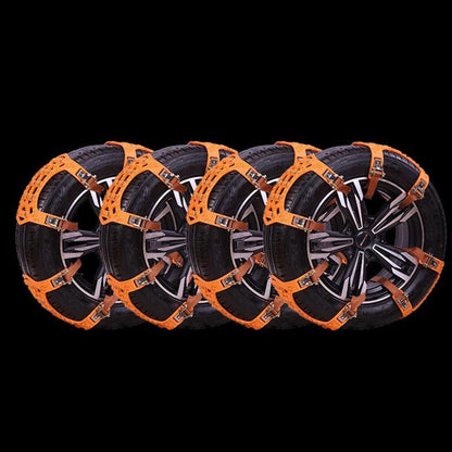 Oshotto 14" Snow Chain Set for Tyre Anti Skid durable in Rough Terran/Mountain All Cars Tires (Orange, 6 Pcs set)