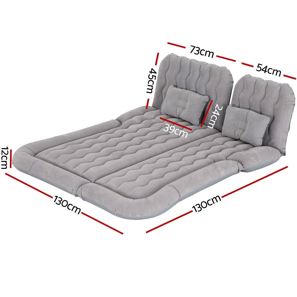 Oshotto Multifunctional Car Inflatable Bed Air Mattress SUV Car Travel Outdoor Camping mat with Two Air Pillows and Air Pump for SUV (Grey)