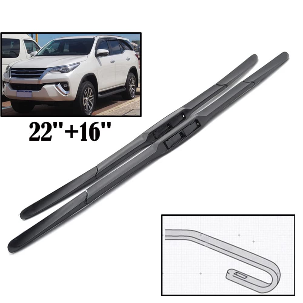 Oshotto Frameless (O.E.M Type) Wiper Blades Compatible with New Toyota Fortuner (22" / 16")