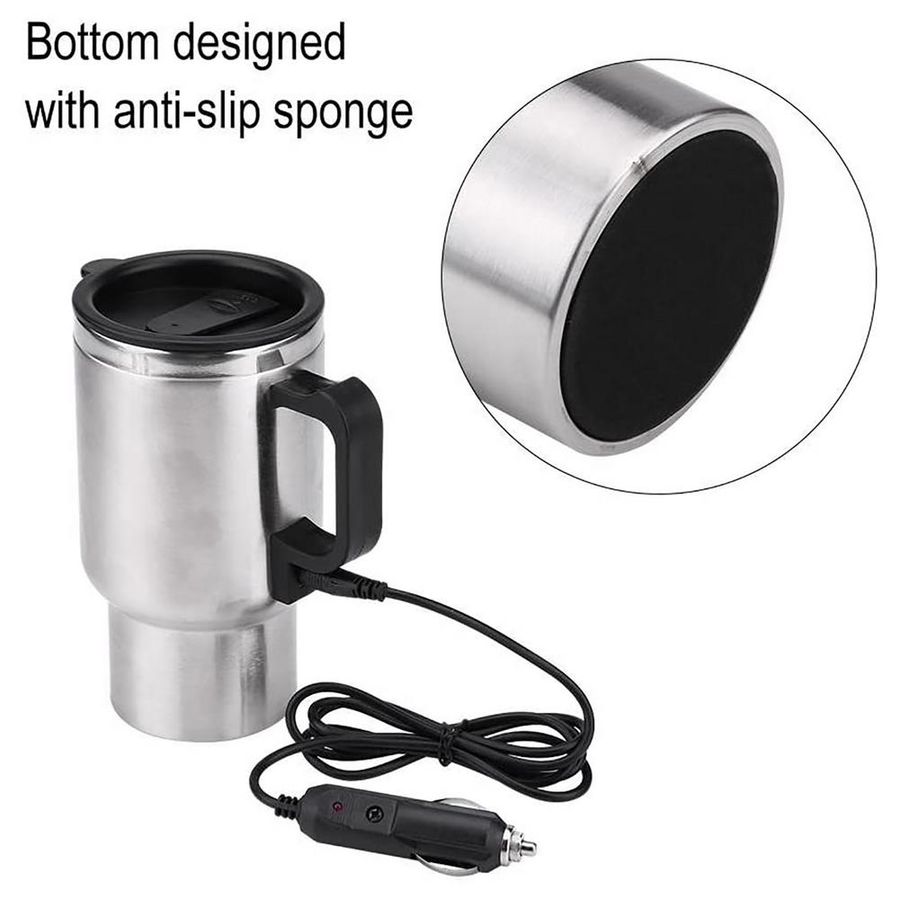 12V In-Car Coffee Maker Tea Pot Thermos Bottle Stainless Steel Heating Cup  300ml