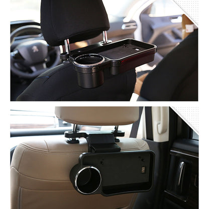Oshotto (FT-04) Foldable Car Auto Headrest Rear Back Seat Table Drink Food Cup Tray Holder (Black)