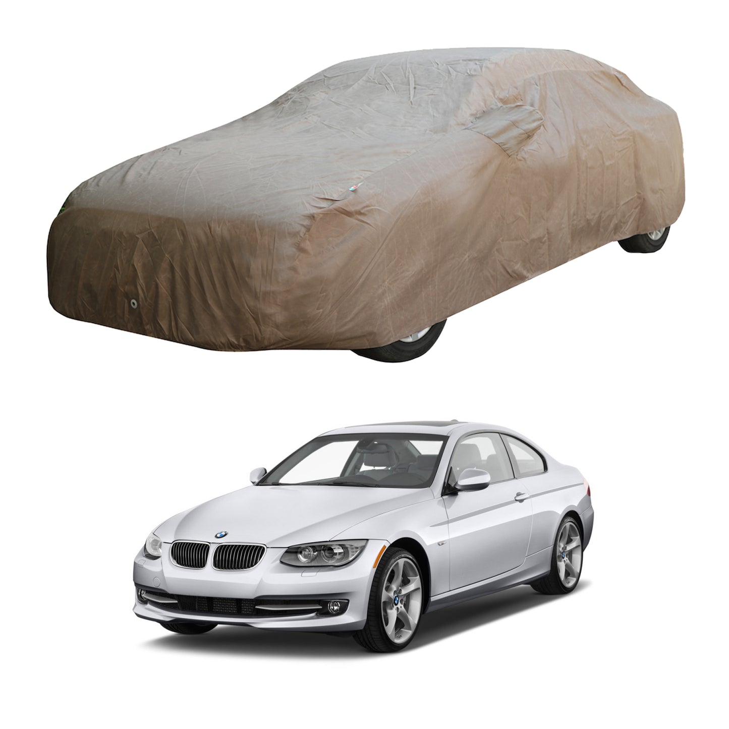 Oshotto Brown 100% Waterproof Car Body Cover with Mirror Pockets For BMW 3 Series