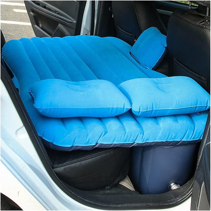 Oshotto Multifunctional Car Travel Inflatable Bed Mattress with Two Air Pillows, Car Air Pump and Repair kit for All Cars (Blue)