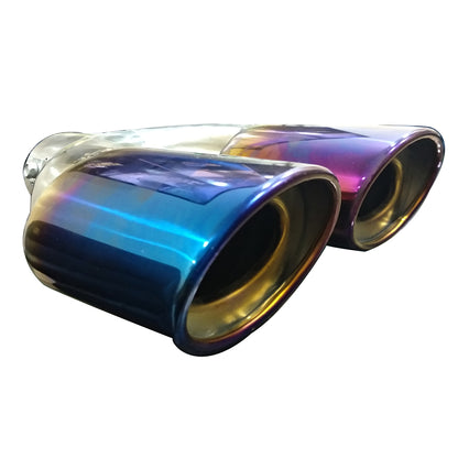 Oshotto Stainless Steel Dual Pipe SS-013 Car Exhaust Muffler Silencer Cover (Multicolor)