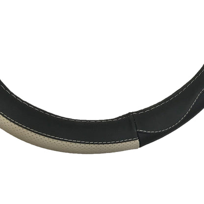 Oshotto SC-09 Fiber Leather Universal Car Steering Cover -Medium (Dark Black)
