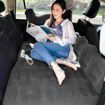 Oshotto Designer Thickend Car Travel Camping Portable Bed Air Mattress with Pillow, Car Air Pump for Cars (Black)