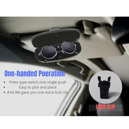 Oshotto Visor Sunglasses Case Holder with Clip Closure for Cars (Black)