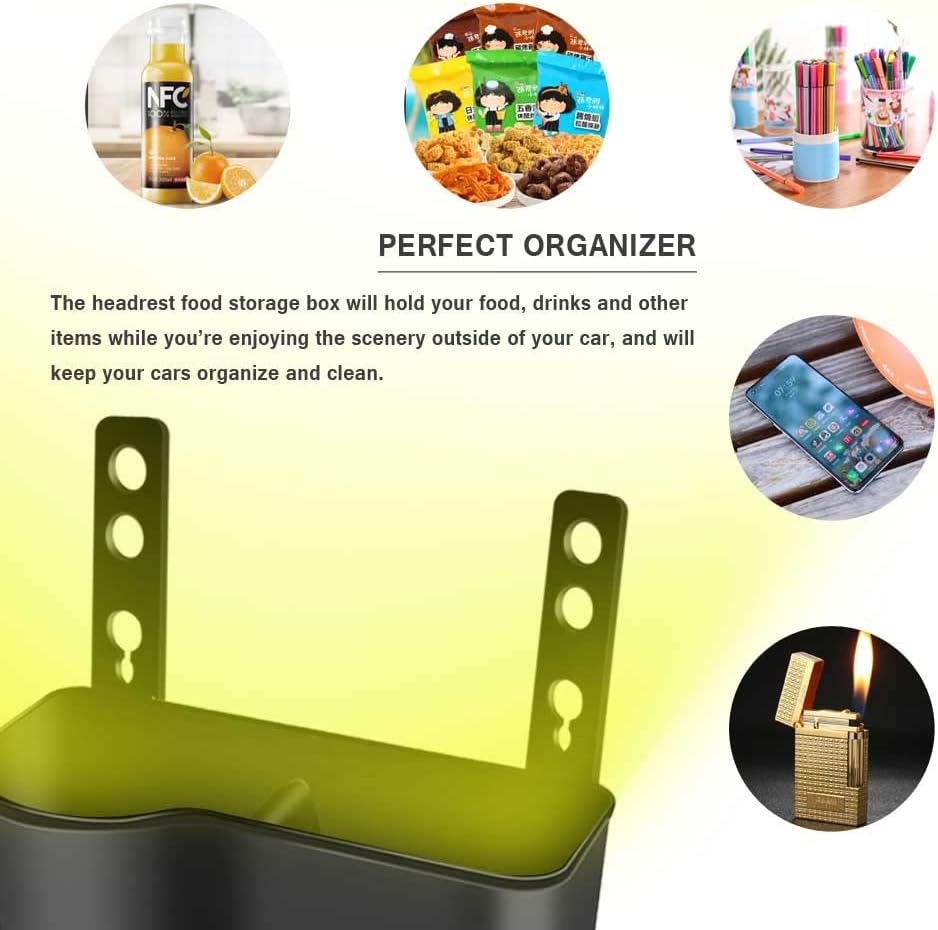 Oshotto (FT-07) Back Seat Cup Holder with Headrest Hooks Storage Box for Cell Phones Keys Cards Wallets for All Cars