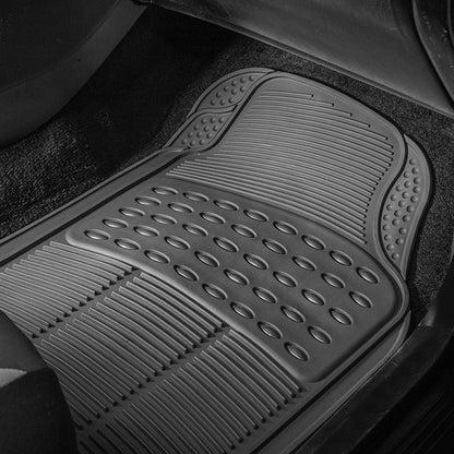 Oshotto Anti Skid Rubber Car Foot Mat for All Cars (Set of 4, Grey)