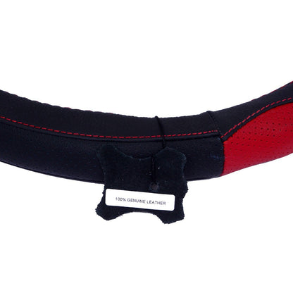 Oshotto SC-007 Leather Car Steering Cover (Black and Red,Medium)