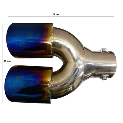 Oshotto Stainless Steel Dual Pipe SS-013 Car Exhaust Muffler Silencer Cover (Multicolor)