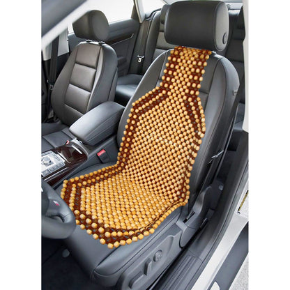 Oshotto Wooden Car Beads Car Wooden Acupressure Bead Seat Cover For All Cars - (Natural Beige) - 1 Piece