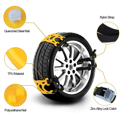 Oshotto Present Car 6 Pcs Tire Snow Chains with Heavy Quality, Suitable For General Anti-Skid Chains For All Cars