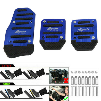 Oshotto 3 Pcs Non-Slip Manual CS-373 Car Pedals Kit Sports Pad Covers Set for All Cars (Blue)