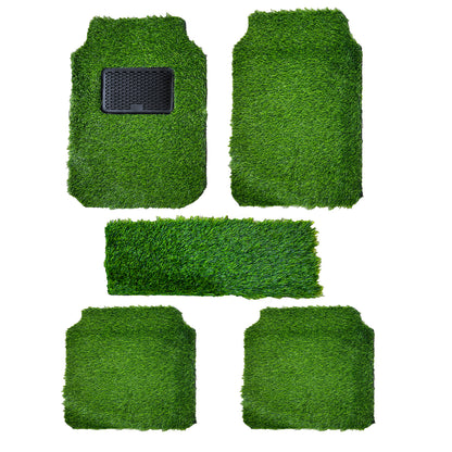 Oshotto Artificial Grass Foot Mat For All Cars (Set of 5, Green, 35mm Thickness)