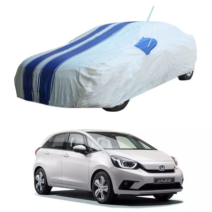 Oshotto 100% Blue dustproof and Water Resistant Car Body Cover with Mirror & Antenna Pockets For Honda Jazz