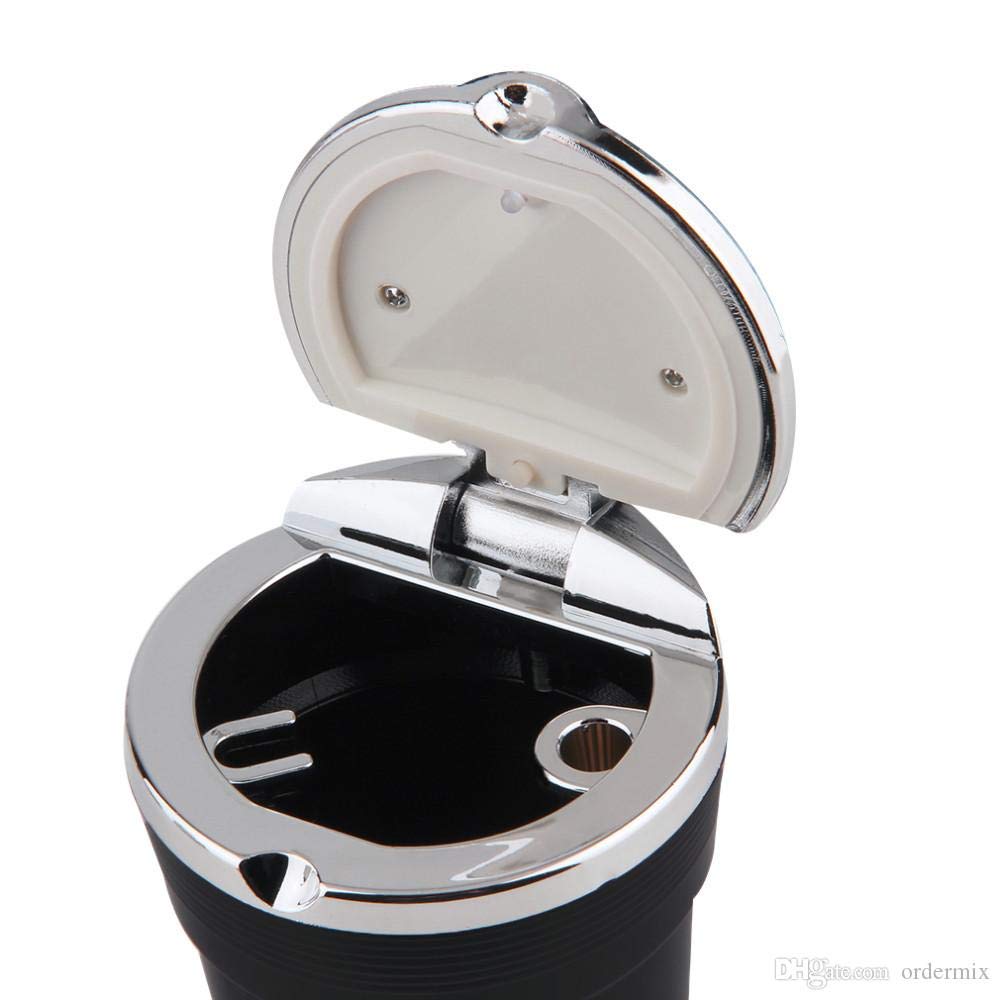 Oshotto Premium Fire Proof Chrome Cover Car Ashtray with Stainless Steel Frame (Chrome Black)