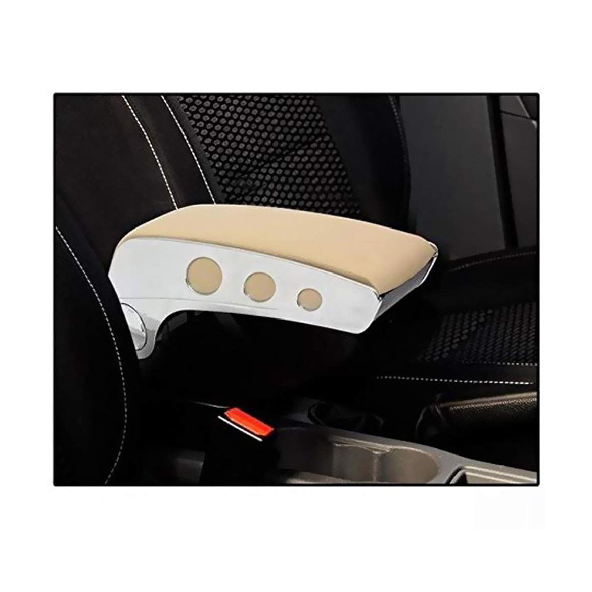 Oshotto Dual Tone Car Armrest Console Beige & Chrome Universal for All Cars