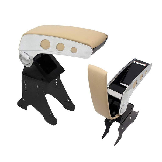 Oshotto Dual Tone Car Armrest Console Beige & Chrome Universal for All Cars