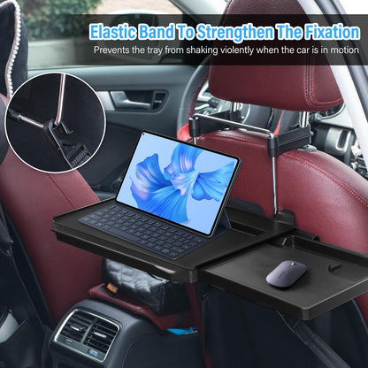 Oshotto (FT-08) Car Back Seat Tray Table with Phone Mount, Foldable Laptop Desk and Food Eating Tray for Vehicles (Black)