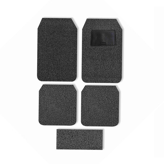 Oshotto Anti Skid Curly Noodle Grass 18mm Car Foot/Floor Mats for All Cars (Set of 5, Black)