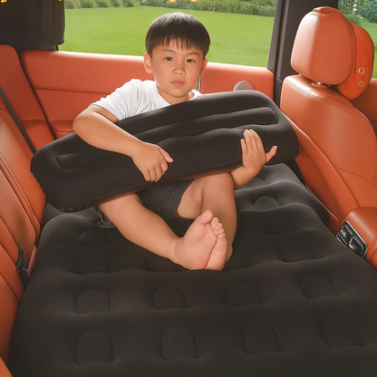 Oshotto Self-Inflating Car Air Mattress with Built-in Electric Pump – Portable Inflatable Travel Bed for Back Seat, Camping & Road Trips – Fast Inflation, Durable & Comfortable (Black)