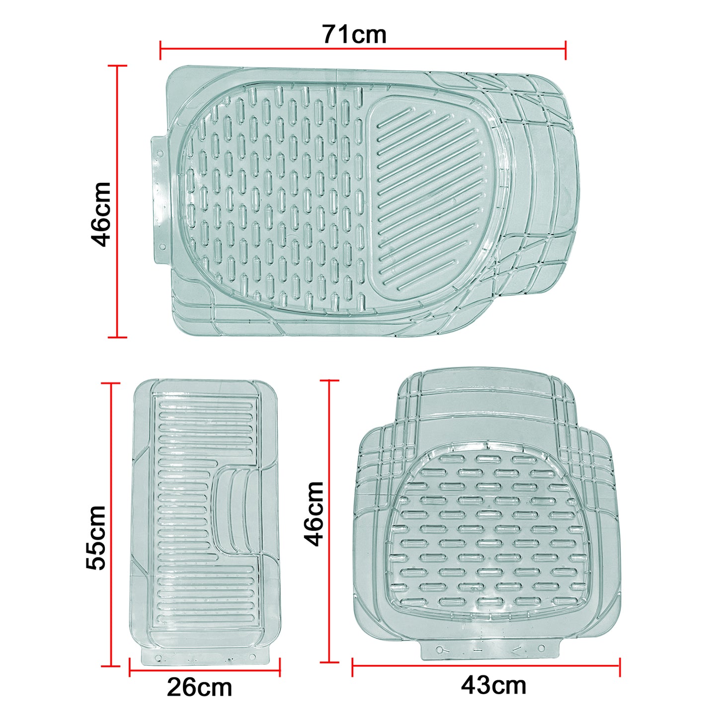 Oshotto PVC (6155) Car Foot Mat For All Cars (Set of 5, Transparent, White)