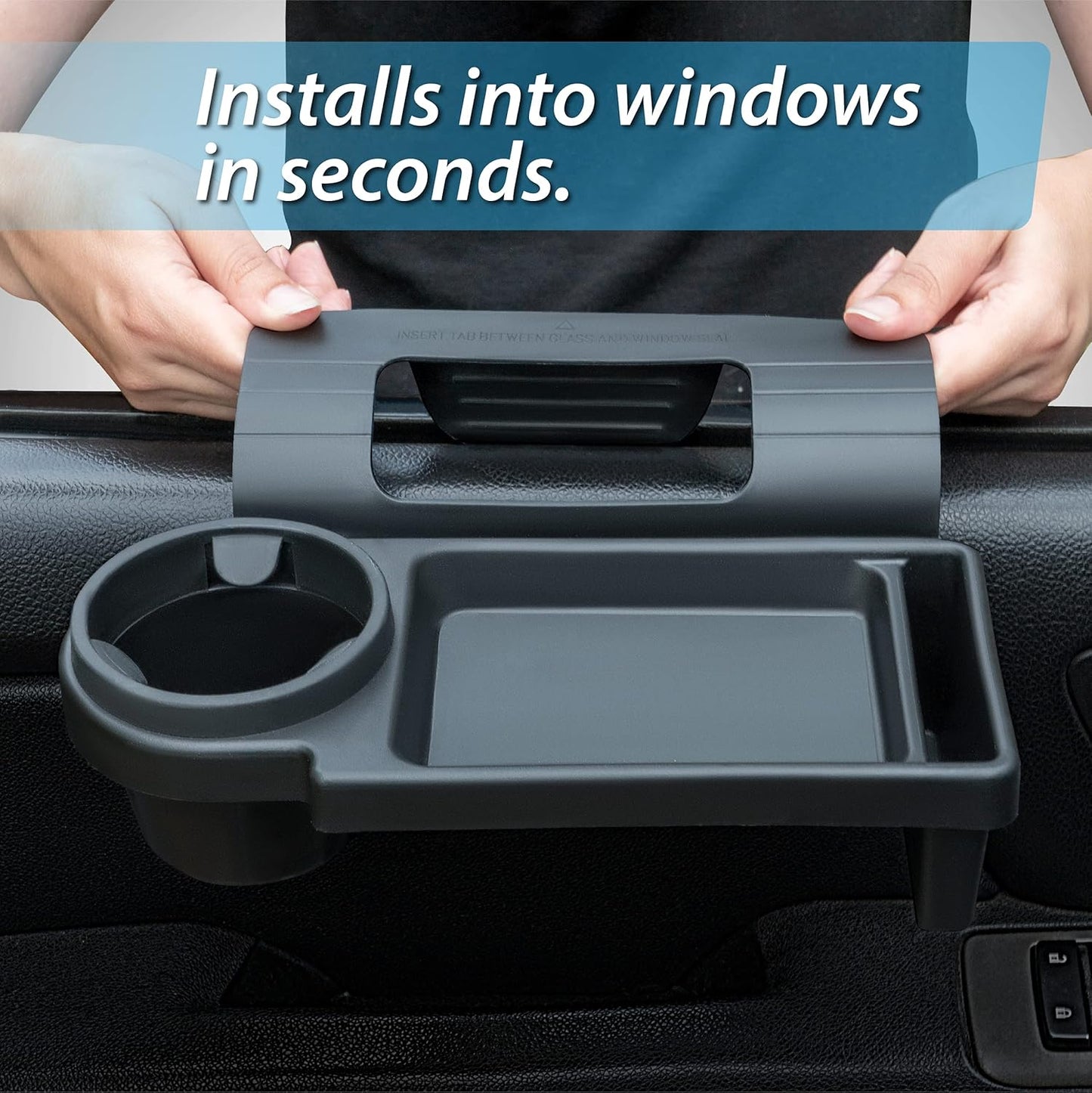 Oshotto (GT-01) Window Mount Car Tray Car Cup/Phone Holder Car Tray Slides Between Window and Door Panel for All Cars