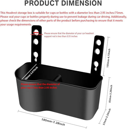 Oshotto (FT-07) Back Seat Cup Holder with Headrest Hooks Storage Box for Cell Phones Keys Cards Wallets for All Cars