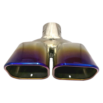 Oshotto Stainless Steel Dual Pipe SS-017 Car Exhaust Muffler Silencer Cover Universal for All Cars (Multicolor)