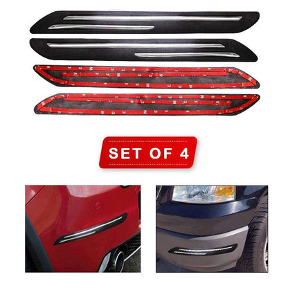 Oshotto (BP-02) Car Black Rubber Bumper Protector with Double Chrome line for All Cars -(Set of 4 pcs)