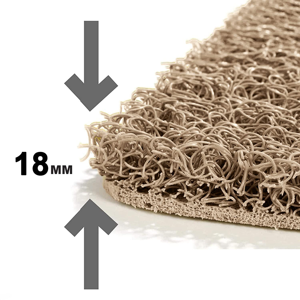 Oshotto Anti Skid Curly Noodle Grass 18mm Car Foot/Floor Mats for All Cars (Set of 5, Beige,Brown)