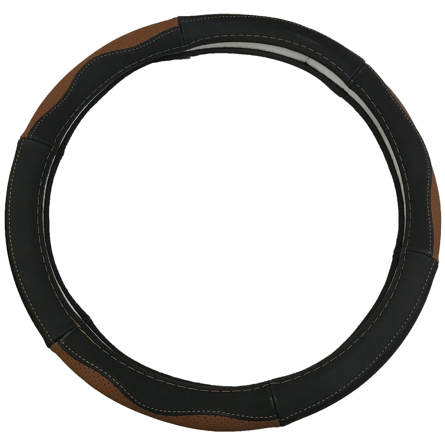 Oshotto SC-002 Leather Car Steering Cover (Black and Tan,Medium)