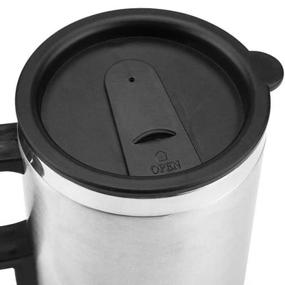 Oshotto 12V Stainless Steel Car Heating Mug Travel Friendly Electric Coffee Kettle (450ml)