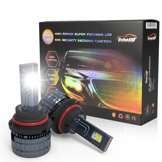 Oshotto 9004 150 Watt LED Headlight/Foglight Bulb, 15000Lumens 6500K Cool White, with 1 Year Warranty Halogen Replacement (Pack of 2)