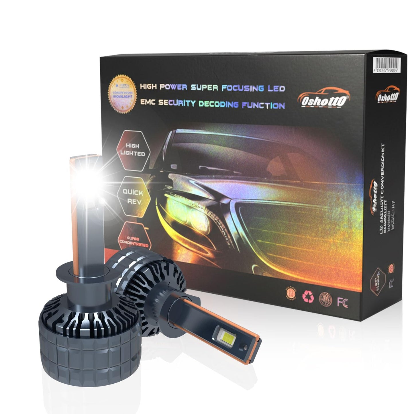 Oshotto H1 300 Watt LED Headlight/Foglight Bulb, 30000Lumens 6500K Cool White, with 1 Year Warranty Halogen Replacement (Pack of 2)