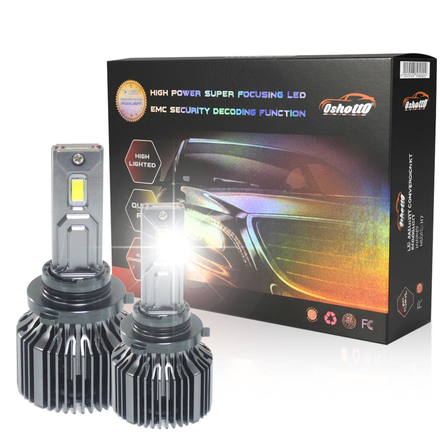Oshotto H10/HB3/9005 300 Watt LED Headlight/Foglight Bulb, 30000Lumens 6500K Cool White, with 1 Year Warranty Halogen Replacement (Pack of 2)