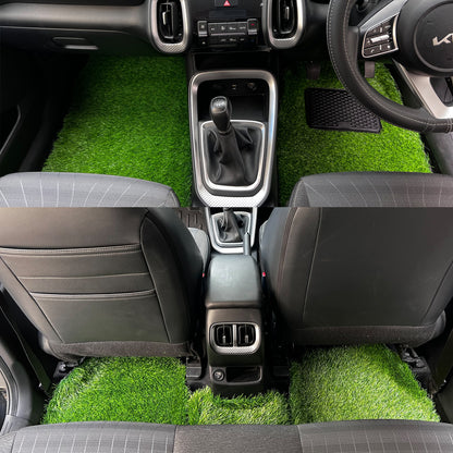 Oshotto Artificial Grass Foot Mat For All Cars (Set of 5, Green, 35mm Thickness)